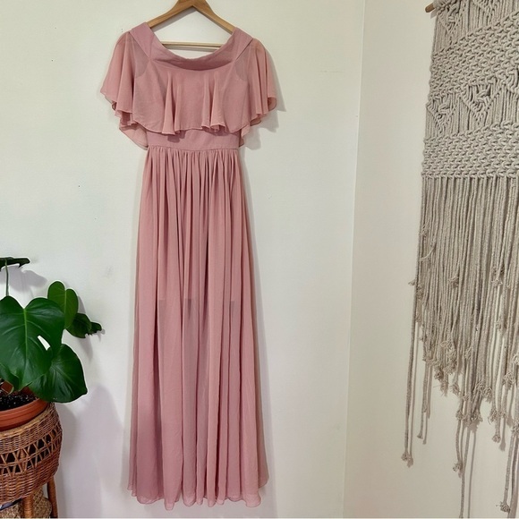 Dress The Population Bridal‎ Violet Ruffle Dress in Blush sz S - Picture 3 of 6